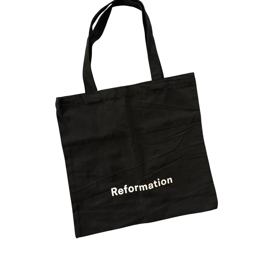 Reformation Black Canvas Logo Tote Bag Reusable Shopper Everyday Carryall